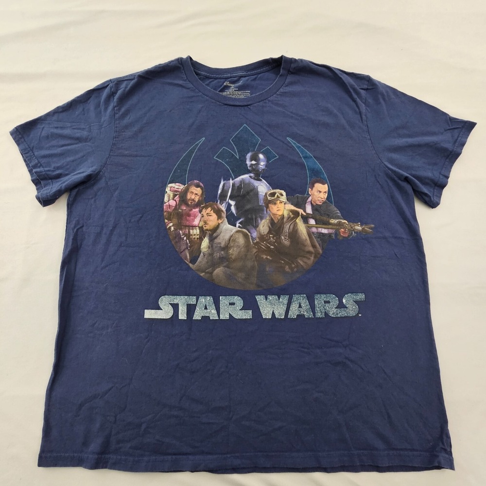 Star Wars‎ Disney Store Blue Short Sleeve Cotton T-Shirt Men's 2XL